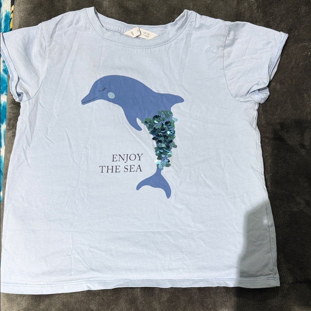Mango Light Blue Dolphin Tee for Kids